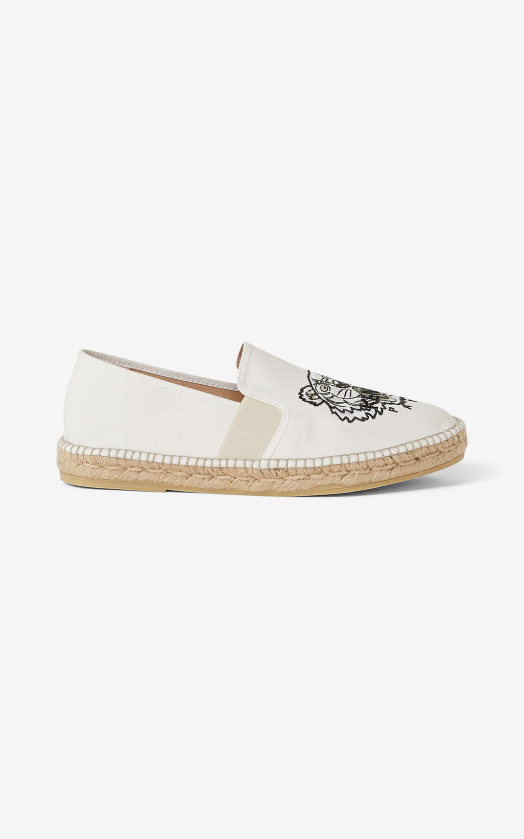 Espadrille Kenzo Tiger elasticated Homme Blanche | RXCI-30486